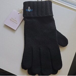 Vivienne Westwood Black Knit Gloves with Emblem